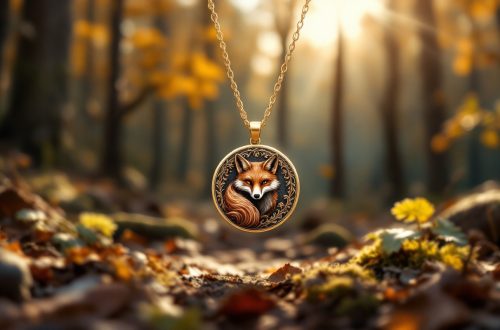 un-collier-en-forme-de-renard-avec-un-design-elegant-suspendu-dans-un-environnement-forestier-baigne-par-la-lumiere-douce-du-soleil